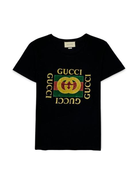 GUCCI Fake Gucci Print Glitters Logo T-shirt