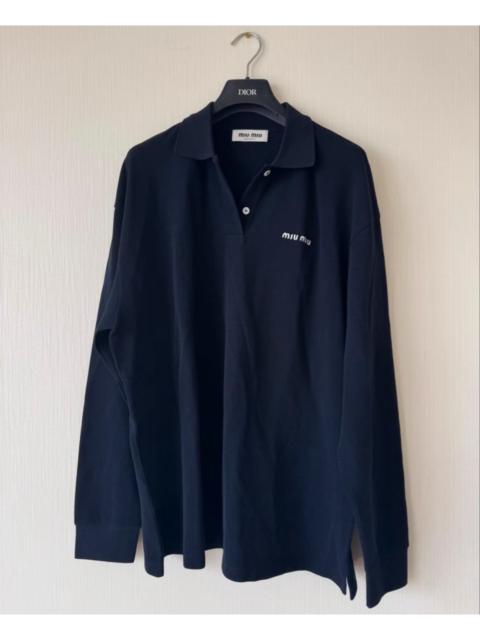 Miu Miu Miu Miu 24SS Blue Long-Sleeved Knit Polo Shirt