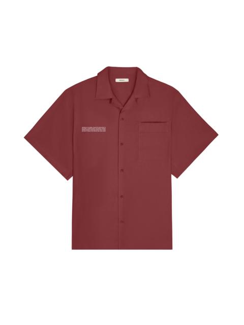 Womens DNA Linen Camp Collar Shirt - Garnet Red
