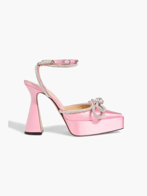 MACH & MACH Double Bow crystal-embellished satin platform pumps