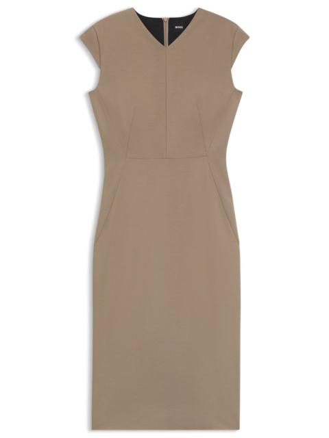 BOSS CAP-SLEEVE DRESS IN STRETCH FABRIC