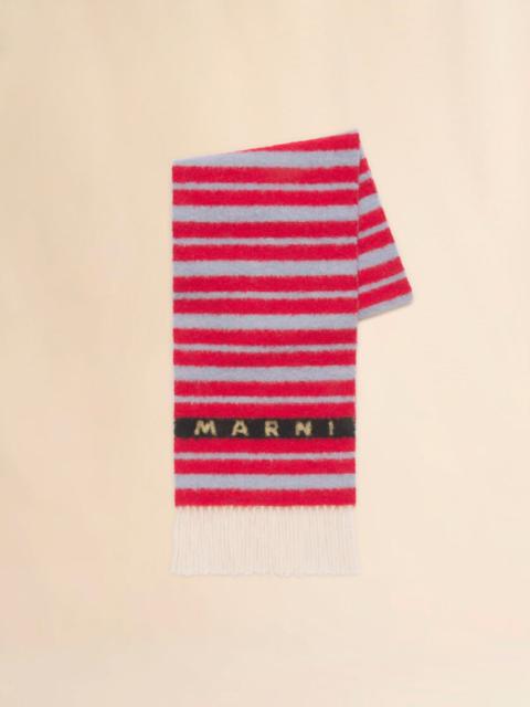 Marni RED ALPACA AND WOOL SCARF WITH STRIPED PATTERN