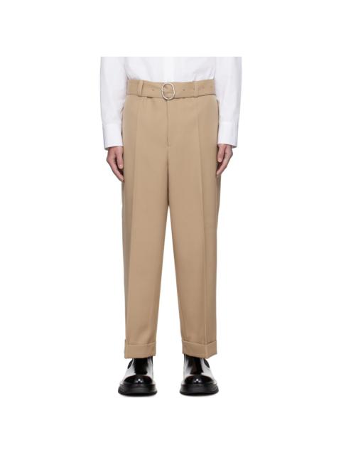 Jil Sander Beige Belted Trousers