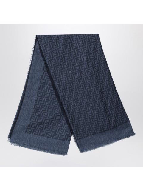 FENDI Fendi Blue And Black Ff Cotton And Wool Shawl Women
