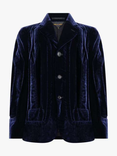 Comme Des Garçons SINGLE BREAST VELVET CUT OUT PANEL JACKET | NAVY