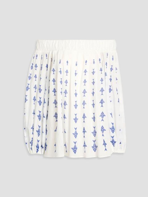 FARM RIO Off-the-shoulder printed cotton-voile top