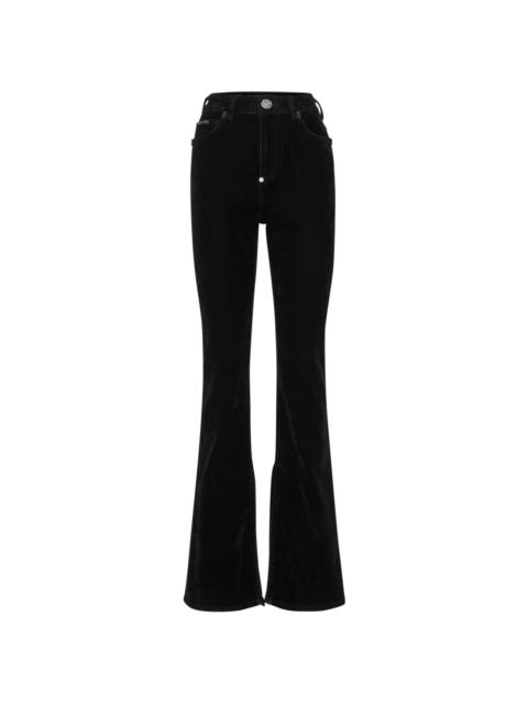 velvet-finish flared jeans