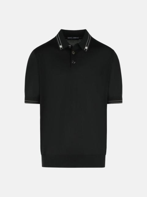 Dolce & Gabbana BLACK SILK POLO SHIRT