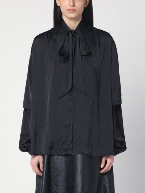 BALENCIAGA Black satin blouse with bow