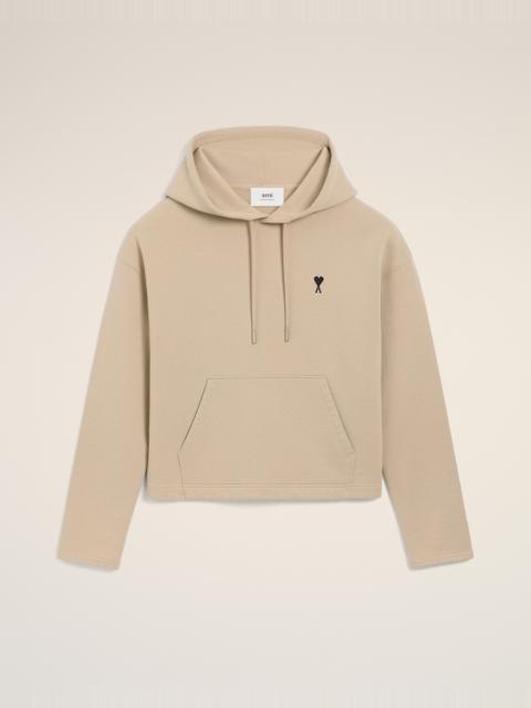 AMI Paris BEIGE COTTON CONTRASTED AMI DE COEUR HOODIE