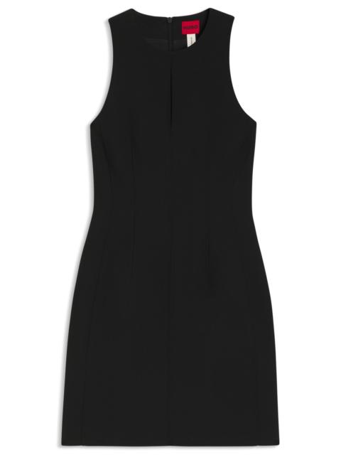 HUGO KEYHOLE-NECKLINE MINI DRESS IN STRETCH TWILL