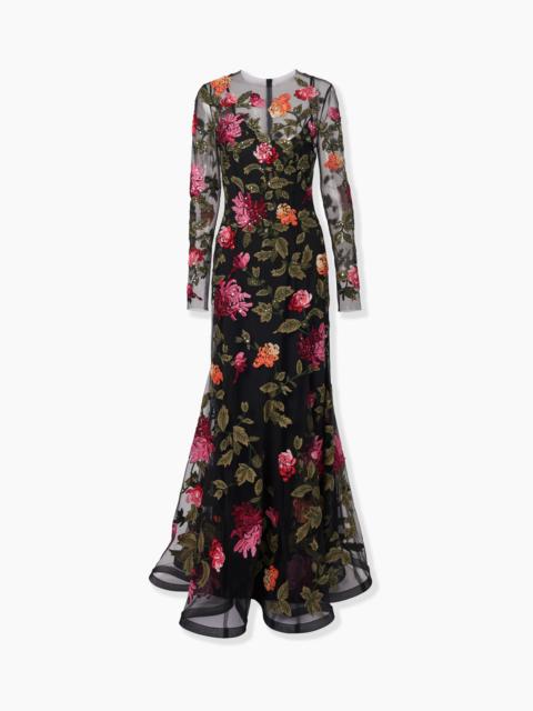 CAROLINA HERRERA Floral-Embroidered Tulle Gown