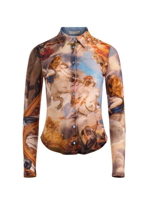 Alice + Olivia JADE MESH BUTTON DOWN