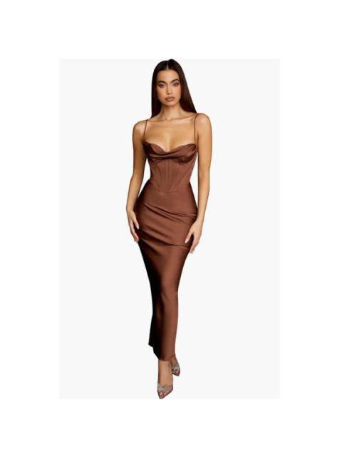 Other Designers New! House of CB Charmaine Corset Maxi Dress Brown Sz Large+‎ Cup $285