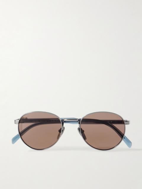 Prada Round-Frame Silver-Tone and Acetate Sunglasses Brown