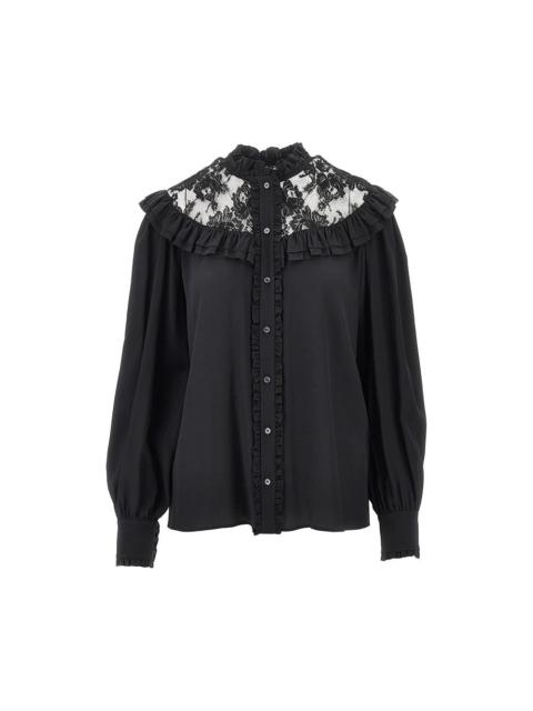 Chloé Chloe Crêpe De Chine Lace Blouse Black