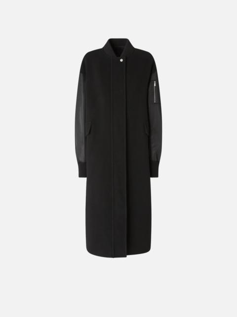 PINKO LONG TECHNICAL SATIN AND CLOTH COAT