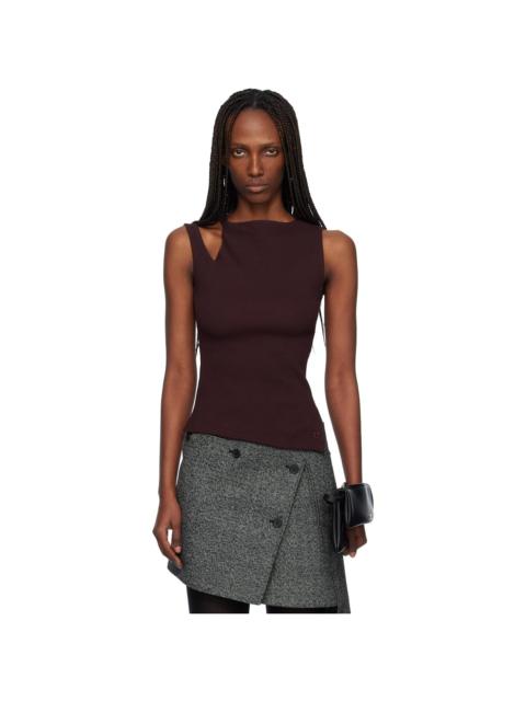 courrèges Burgundy Oblique 90's Rib Tank Top