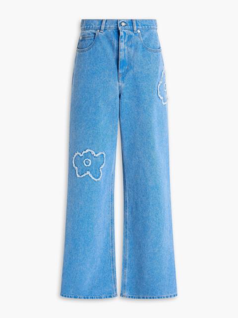 Marni Floral-appliquéd high-rise wide-leg jeans
