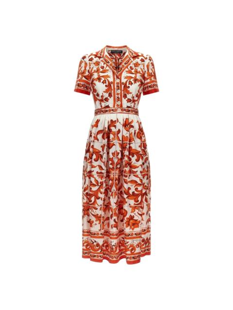 Dolce & Gabbana DOLCE & GABBANA Maiolica Print Multicolor Midi Dress New & A