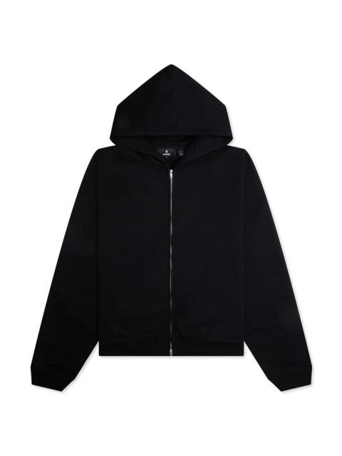 REPRESENT INITIAL BOXY OVERSIZED ZIP THROUGH HOODIE - BLACK