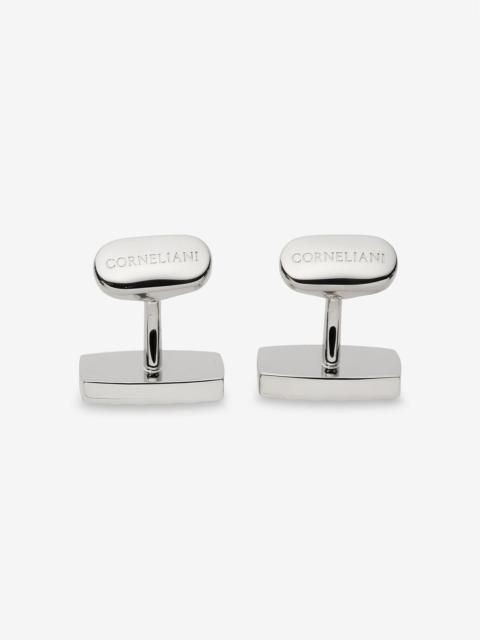 CORNELIANI Silver-tone rectangular brass cufflinks