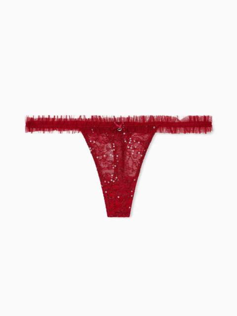 EMPORIO ARMANI SEQUINS LACE THONG