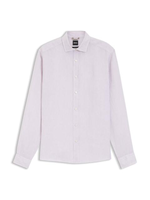 BOSS REGULAR-FIT SHIRT IN WASHED LINEN