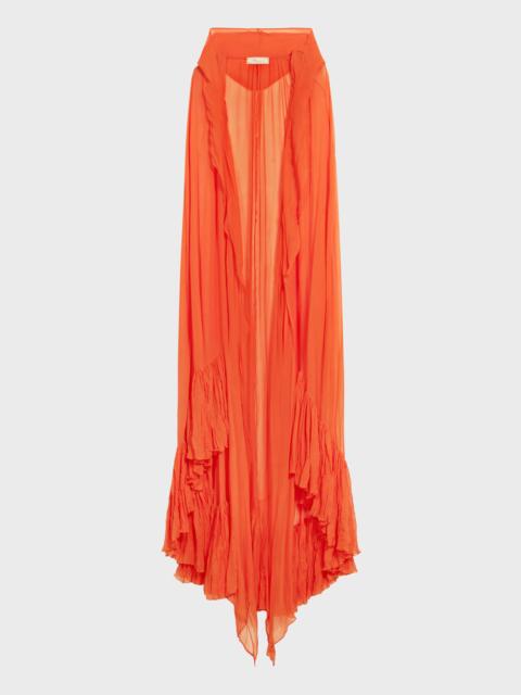 Blumarine GEORGETTE CAPE WITH HOOD AND PLEATED RUFFLE