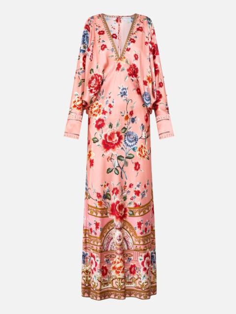 CAMILLA PLUNGE NECK DRAPED SHOULDER DRESS