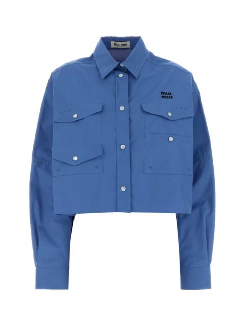 Miu Miu Miu Miu Women Cerulean Poplin Oversize Shirt