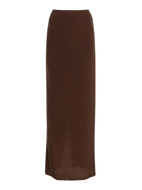 COLLEEN ALLEN Exclusive Silk Maxi Skirt brown