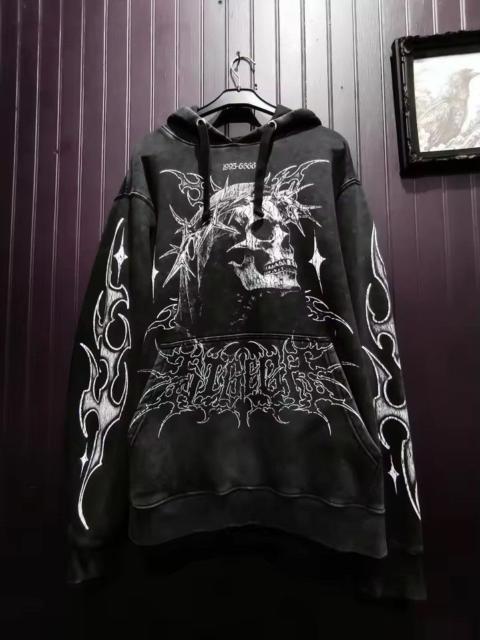 Other Designers Japanese Brand - Y2K Black Dark Skull Hooded Sweatshirt