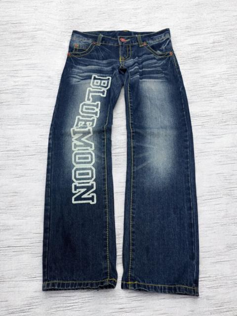 Hysteric Glamour Blue Moon Straight Cut Low Rise Jeans Y2K Graphic Denim