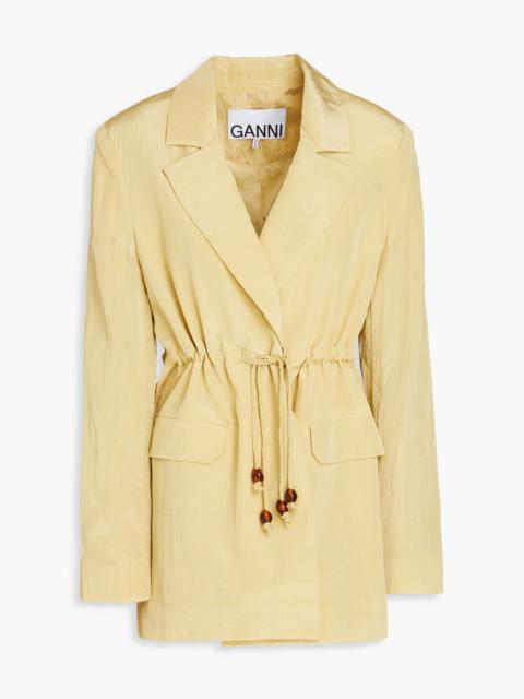 GANNI Bead-embellished crinkled shell blazer