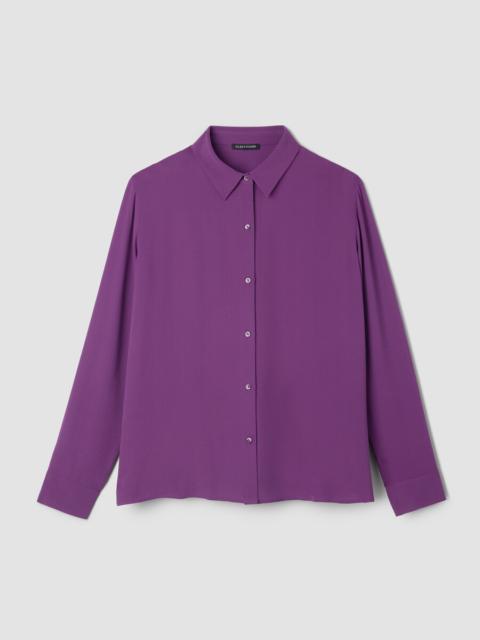 EILEEN FISHER Silk Georgette Crepe Classic Collar Shirt
