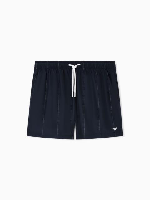 EMPORIO ARMANI STRIPED PRINT SWIM SHORTS