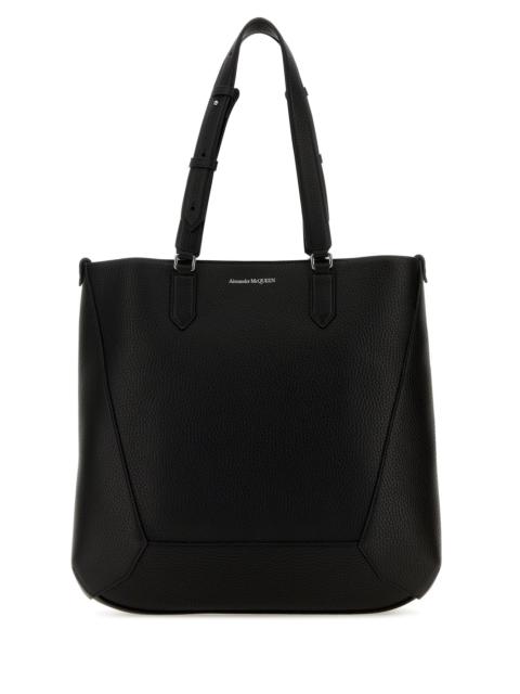 Alexander McQueen Black leather medium Edge shopping bag