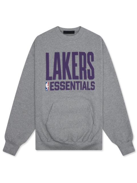 ESSENTIALS FEAR OF GOD ESSENTIALS X NBA LAKERS SPORT CREWNECK - CONCRETE HEATHER