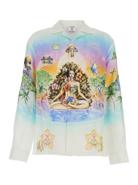 CASABLANCA Casablanca Men 'Innocence' Multicolor Short With Cuban Collar And All-Over Print In Linen Man