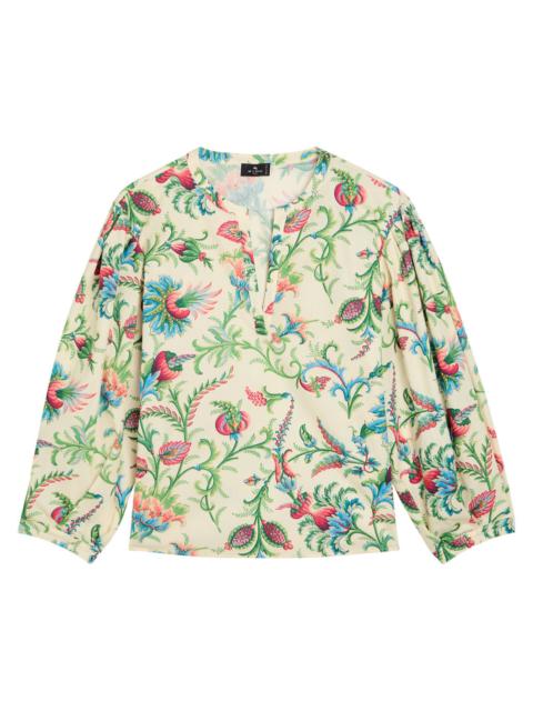 Etro Etro Floral-print Cotton-poplin top