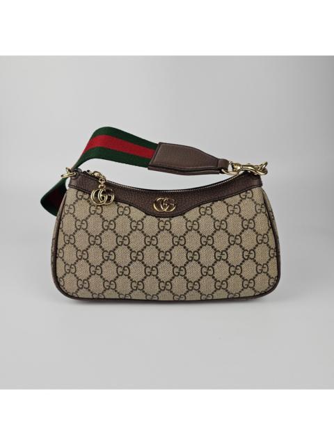 GUCCI GUCCI Ophidia Small $1980 Beige And Ebony GG Canvas Shoulder