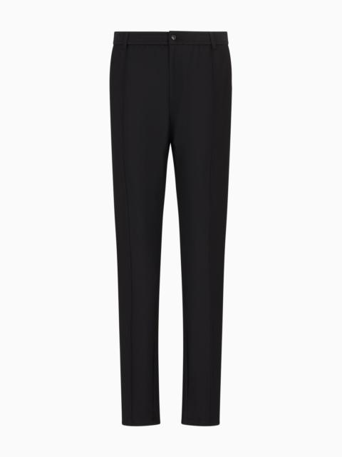 EMPORIO ARMANI 3D-effect micro-pattern technical-jersey trousers with ribbing