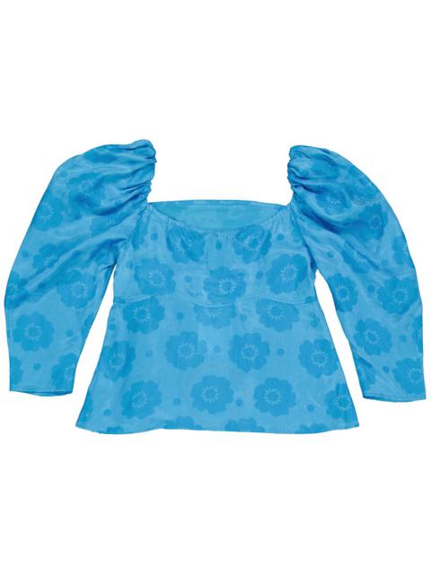 Other Designers Rejina Pyo Ladies Anita Blue Floral-print Ruched Blouse, Brand Size 38 (US Size 4)