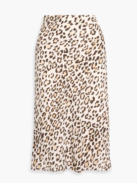 Theory Leopard-print satin-crepe midi skirt