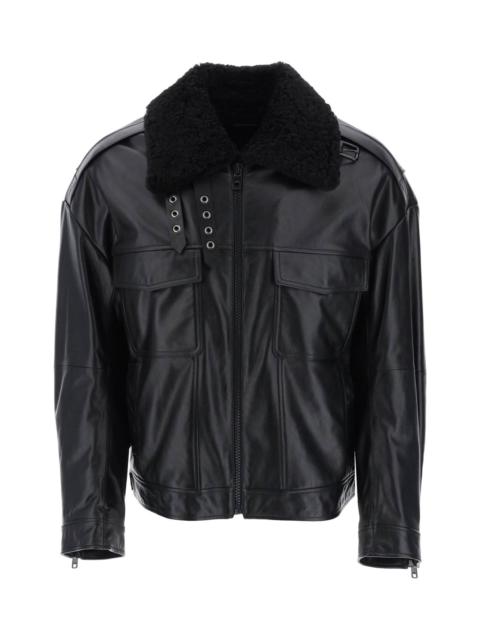 Leather-and-fur Biker Jacket