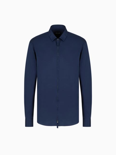 GIORGIO ARMANI Cotton-jersey zipped shirt