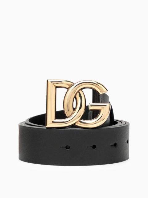 Dolce&Gabbana Black Belt With Rutenium Dg Plaque Men