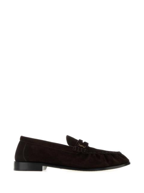 SAINT LAURENT Saint Laurent Men Dark Brown Suede Loafers