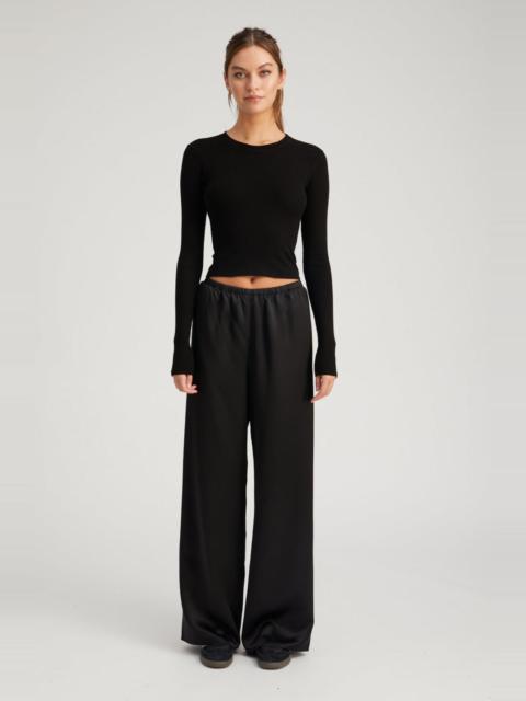 SPRWMN BLACK RIB CROPPED LONG SLEEVE TEE